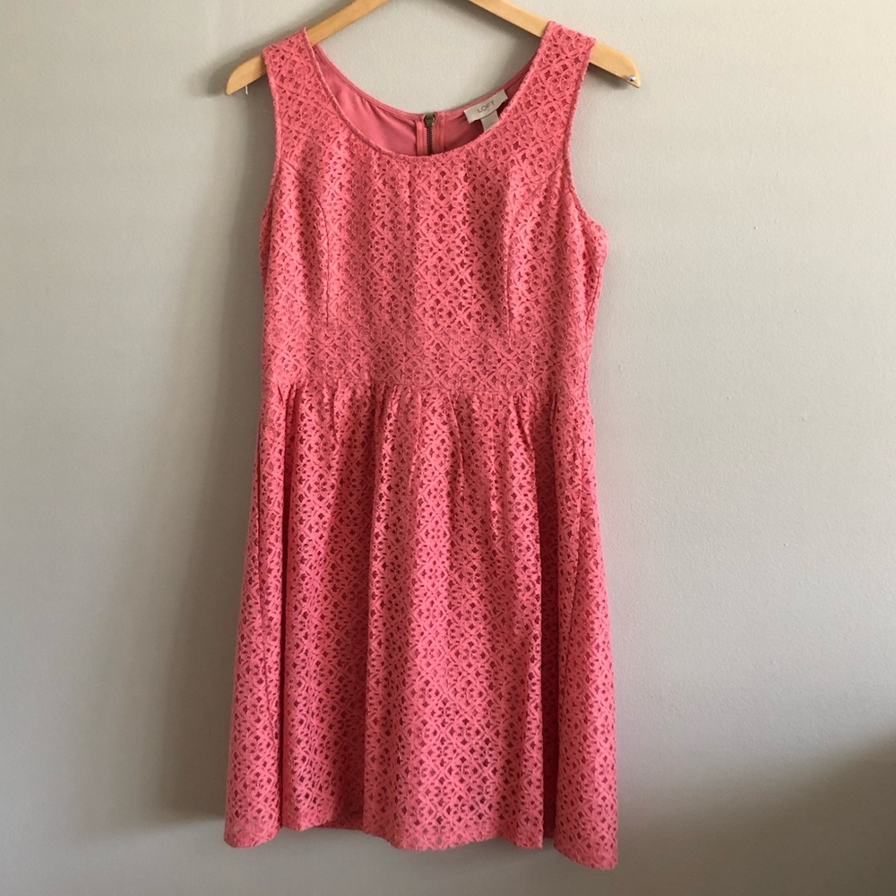 Coral Lace Pattern Dress